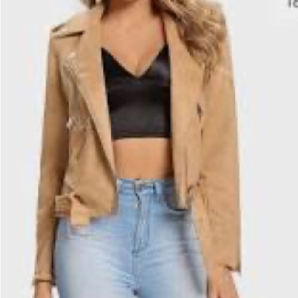 SPYM faux suede moto biker jacket women’s size medium.
